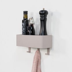 Maxi - Hylde, knage i silky taupe metal med 3 knager