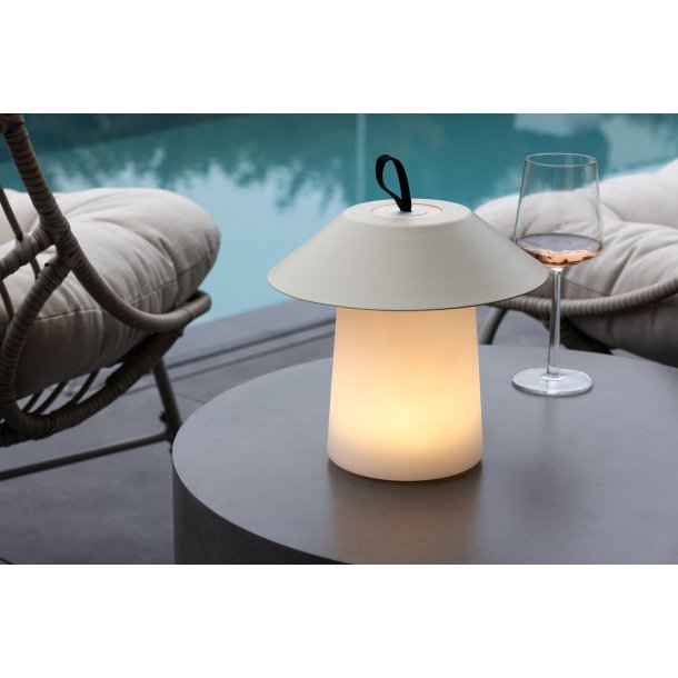 Bolsena - Udendrs bordlampe i beige metal og plast
