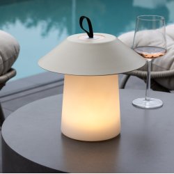 Bolsena - Udendrs bordlampe i beige metal og plast