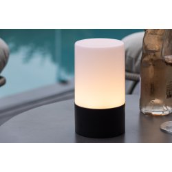 Orta - Udendrs cylinderformet bordlampe i sort metal og plast