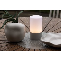 Orta - Udendrs cylinderformet bordlampe i gr metal og plast