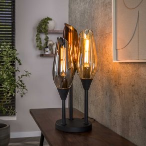 Kubo � Bordslampa med tre glassk�rmar i olika f�rger