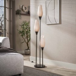  Kubo - Golvlampa med frostade bruna glassk�rmar, h�jd 168 cm
