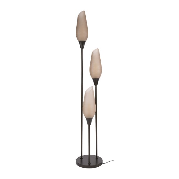  Kubo - Golvlampa med frostade bruna glassk�rmar, h�jd 168 cm
