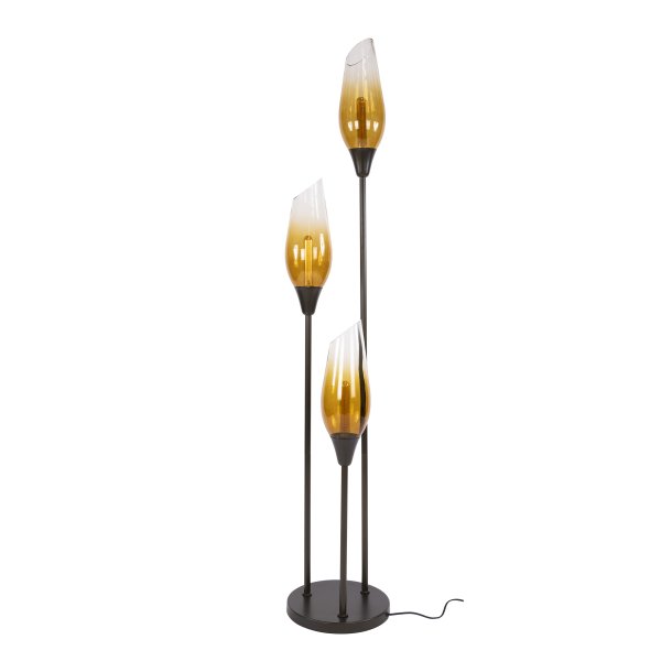 Kubo - Golvlampa med tre brunf�rgade glassk�rmar, h�jd 168 cm