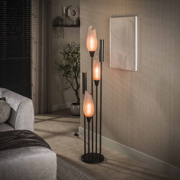 Cosa - Gulvlampe i farvet glas og bronzefarvet metal