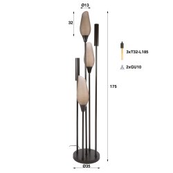 Cosa - Gulvlampe i farvet glas og bronzefarvet metal