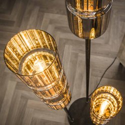 Baldo - Gulvlampe i metal og forkromet glas