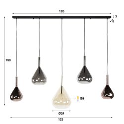 Blast - Loftlampe med fem dr�beformede glaskupler