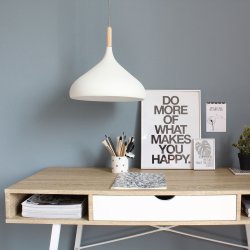 Gine - loftlampe i hvid metal og tr