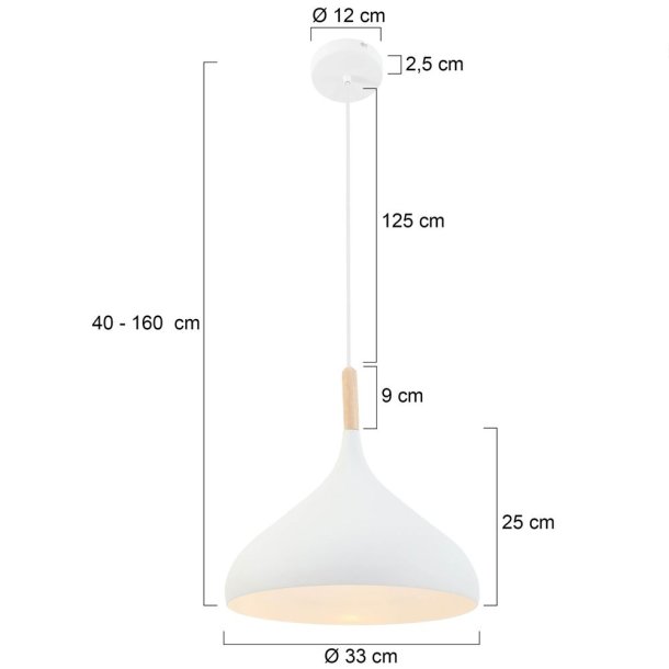 Gine-B - loftlampe i hvid metal og tr