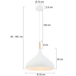 Gine - loftlampe i hvid metal og tr