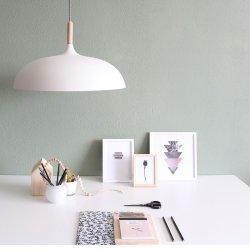 Gine-B - loftlampe i hvid metal og tr