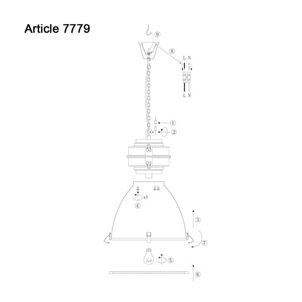Bale - industri loftlampe i gr eller sort metal, skrmdiameter 47 cm.