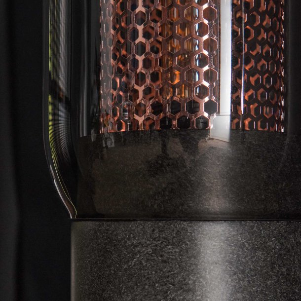 Big-Smoke - Bordlampe i rgfarvet glas og kobber