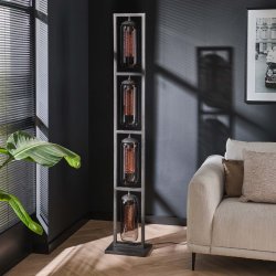 Big-Smoke - Gulvlampe i rgfarvet glas og kobber, hjde 190 cm.