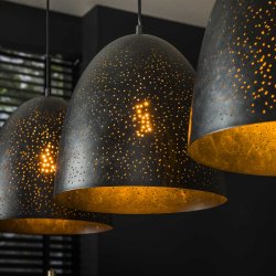 Aronas - Loftlampe med tre skrme i sort hullet metal