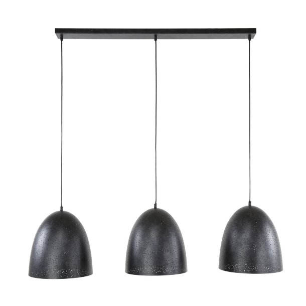 Aronas - Loftlampe med tre skrme i sort hullet metal