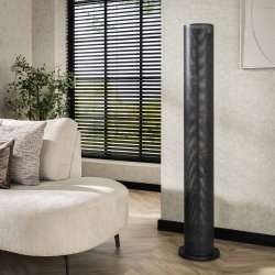 Rollo - Gulvlampe i cylinderformet sort perforeret metal