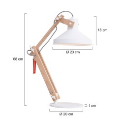 Edward - bordlampe i tr og hvidt metal