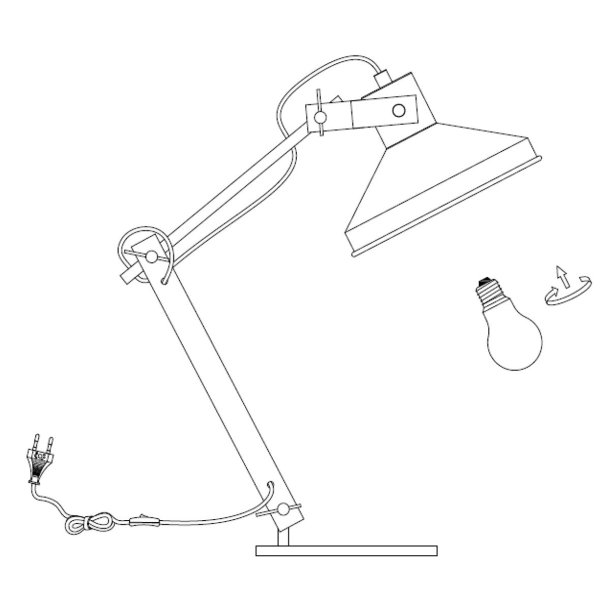 Edward - bordlampe i tr og hvidt metal