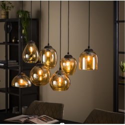 Sunshine - Loftlampe med syv forskellige skrme i ravfarvet glas