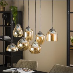 Sunshine - Loftlampe med syv forskellige skrme i ravfarvet glas