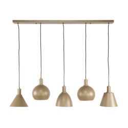 Itica - Loftlampe med fem forskellig formede lampeskrme i beige metal