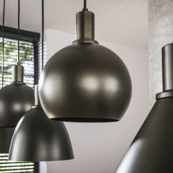 Itica - Loftlampe med fem forskellig formede lampeskrme i Sienna brun metal