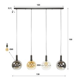 Maxus - Loftlampe med fire glaskupler