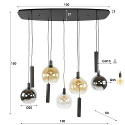 Bambino - Taklampa med kombination av glas- och metallsk�rmar
