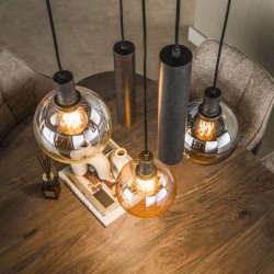 Bambino - Taklampa med kombination av fem kupoler i glas- och metall