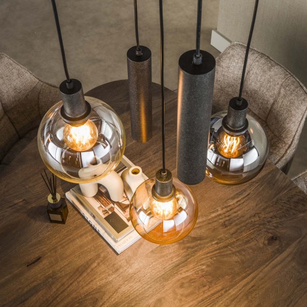 Bambino - Taklampa med kombination av fem kupoler i glas- och metall