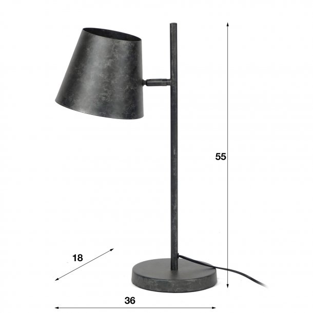 Shady - Bordlampe i patineret sort metal