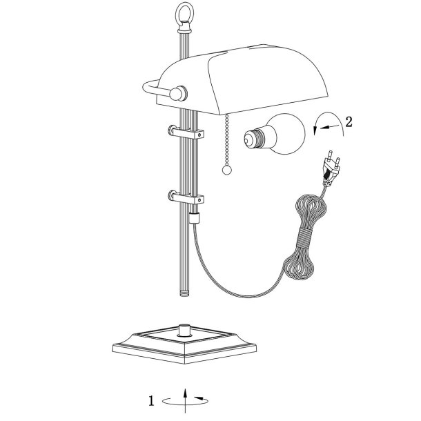 Deed - Bordlampe i bronze og grnt glas