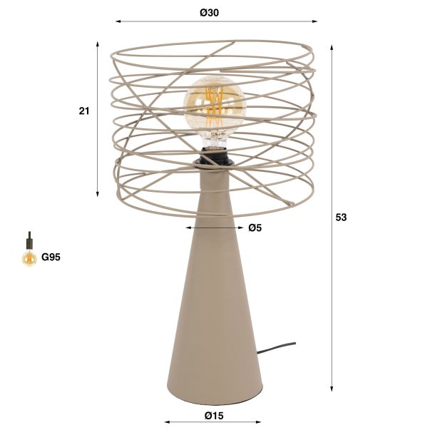 Curly � Bordslampa i beige metall