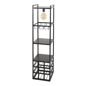 Nevarra- Gulvlampe / reol med lys, i sort metal