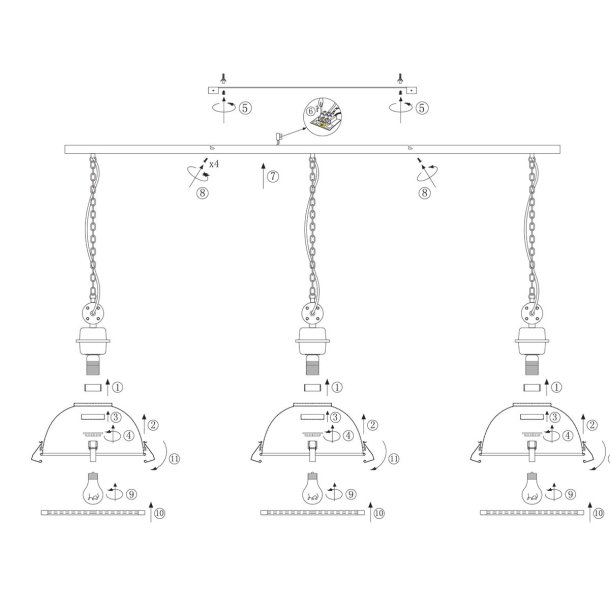Trio - loftlampe i sort metal, to strrelser