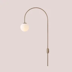 Twiggy - Vglampe i beige farvet metal og hvidt glas