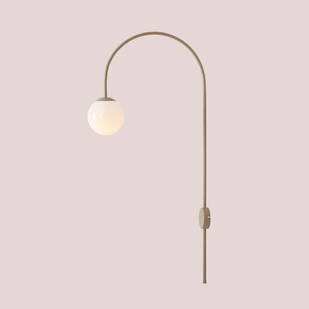 Twiggy - Vglampe i beige farvet metal og hvidt glas