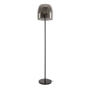 Solaro- Gulvlampe i metal og skærm i røgfarvet glas