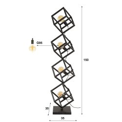 Louvre - Gulvlampe i sort metal