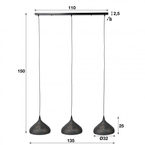 Perfora - Loftlampe i sort-brun metal