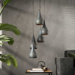 Drop - Loftlampe med fem drbeformede lampeskrme