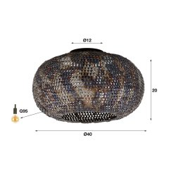 Baroca - Plafond lampe i brun-sort metal