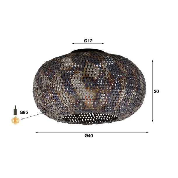 Baroca - Plafond lampe i brun-sort metal