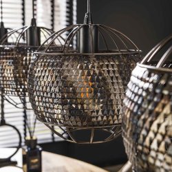 Moorea - Loftlampe med fire skrme i en brndt hndlavet sort-brun metal