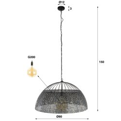 Armor - Hndlavet loftlampe med en  80 cm. skrm 