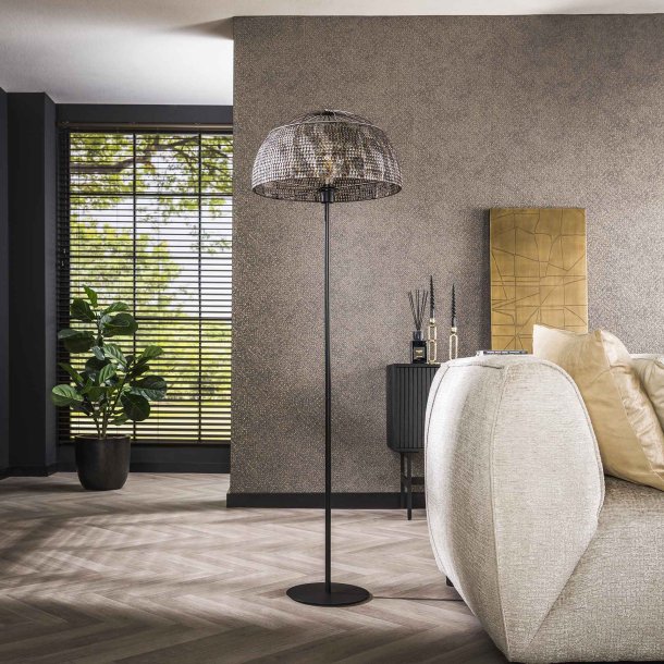 Moorea - Gulvlampe i en brndt hndlavet sort-brun metal