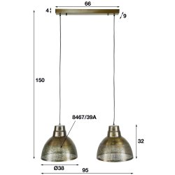 Domus - Loftlampe med to skrme i antik bronze